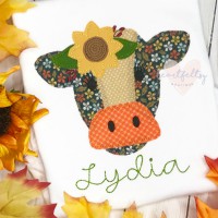 Cow with Sunflower Machine Applique Design